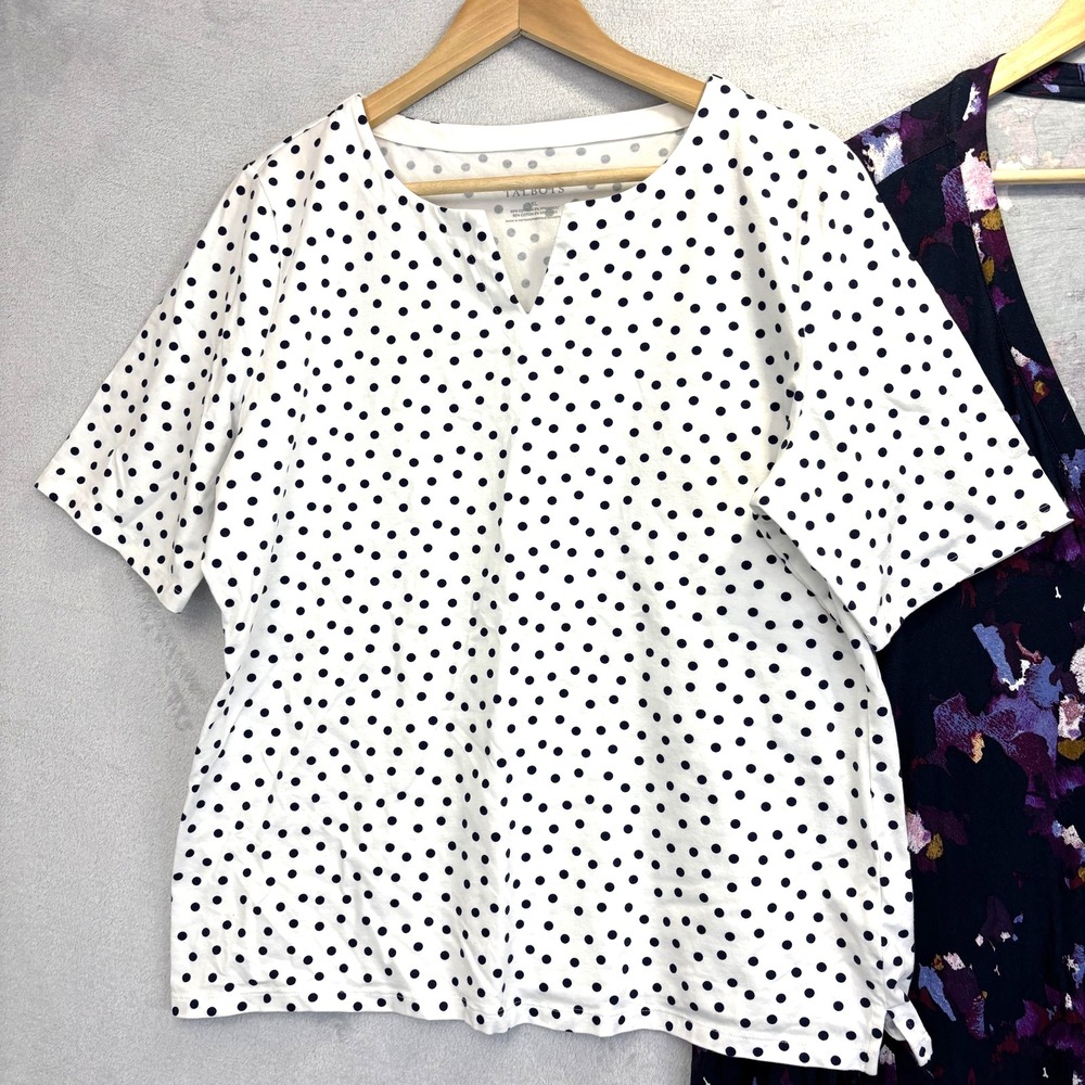 Lot Of 2 Talbots LOGO Lori Goldstein Tops Womens XL Button Up Dot Floral Stretch - Picture 3 of 12